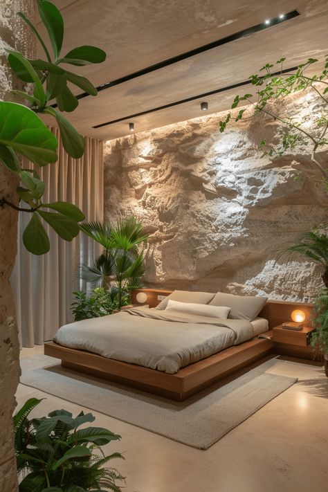 Minimalist House Design Interior Bedroom, Minimalist With Color Interior Design, Fun Room Ideas For Adults, Villa Bedroom Ideas, Creative Bedroom Designs, Dream Bedroom Master, Stone House Interior, Spa Bedroom, تصميم داخلي فاخر