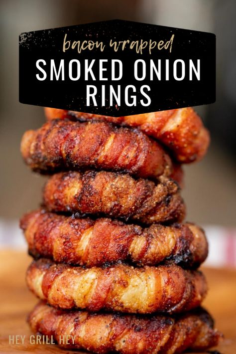 Bacon Wrapped Onion Rings, Bacon Wrapped Onion, Gold Sauce, Smoker Grill Recipes, Bacon Wrapped Recipes, Pellet Smoker Recipes, Hey Grill Hey, Smoked Recipes, Traeger Grill Recipes