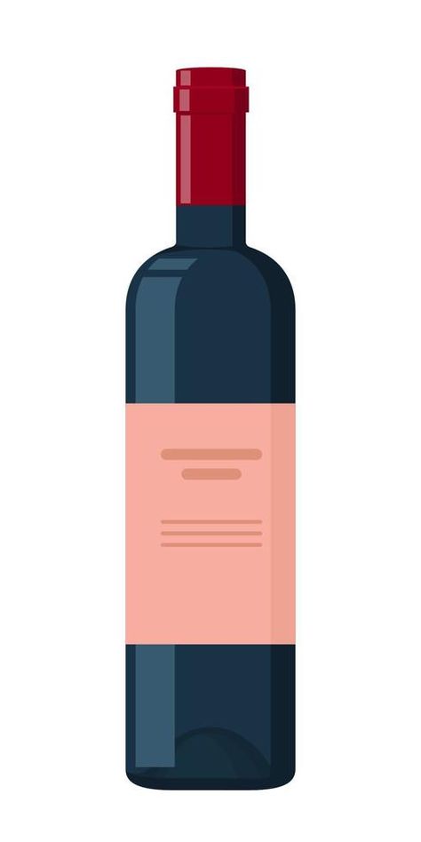 Bottle of Red wine. Dark Bottle with Light Label on it. Flat Vector Illustration. Bottle Of Wine Illustration, Red Wine Illustration, Wine Bottle Illustration, Wine Vector, Bottle Vector, Wine Flask, Apple Sauce, Flat Vector Illustration, Vector Sketch