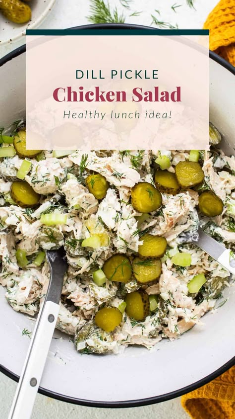 Dill Pickle Chicken Salad - Fit Foodie Finds Recipes With Dill, Pickle Chicken Salad, Dill Pickle Chicken, Dill Relish, Pickle Chicken, Low Carb Chicken Salad, Keto Chicken Salad, Low Carb Low Fat Recipes, Resep Salad