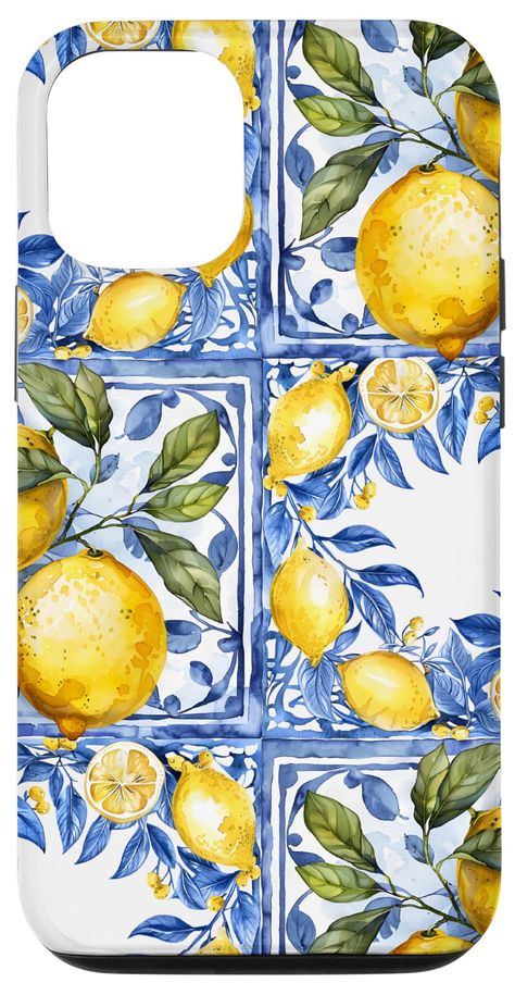 PRICES MAY VARY. this case Lemon italian blue tiles pattern portugal spain morocco tiles design for how love azulejo blue or italian blue tiles pattern or portugal italy spain morocco or moroccan tile patterns or italian blue tiles or lemons cover if you love Lemon Blue Tile or Mediterranean Italian blue tiles Lemons pattern or moroccan ornaments or you love oriental floral patterns morocco souvenir or love white portuguese tile azulejo pattern this cover for you Two-part protective case made fr Lemon Mosaic, Italy Nails, Morocco Tiles, Italian Tiles Pattern, Blue Tile Patterns, Lemon Phone Case, Italian Pattern, Moroccan Tiles Pattern, Italian Blue