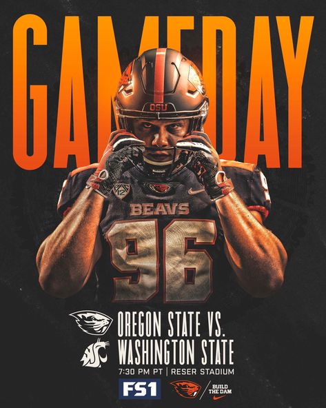 Oregon State Football on Twitter: "𝗚𝗔𝗠𝗘𝗗𝗔𝗬.… " Football Gameday Graphics, College Football Graphics, Matchday Graphics, Game Day Graphics, Gameday Poster, Gameday Graphics, Football Marketing, Football Graphics, Sports Advertising