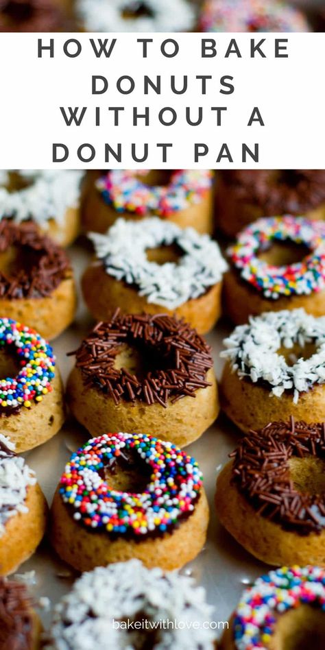 Donut Hole Pan Ideas, How To Make Donuts Without A Donut Pan, Baked Donut Recipes Without Donut Pan, Baked Donuts Without Donut Pan, Donuts Without Donut Pan, Donut Holes Recipe Baked, Donut Varieties, Bisquick Donut Recipe, Strawberry Donuts Recipe