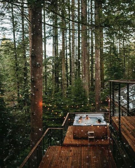 Woodlands House on Instagram: "Update: booked! We had a last minute cancellation if anyone is interested in enjoying this hot tub / deck situation! New open dates: April 2nd-5th. Amazing photo by @athenaandcamron ! . . . . #unconventionallyminded #cabinlife #hotub #decksofinstagram #cabinlove #cabininthewoods #cabinfever #cabin #cabinporn #cabinvibes" Cabin Deck, Tub Deck, Cabin Hot Tub, Woodland House, Hot Tub Deck, Cozy Cabins, Getaway Cabins, Lake Cabins, Cabin Style