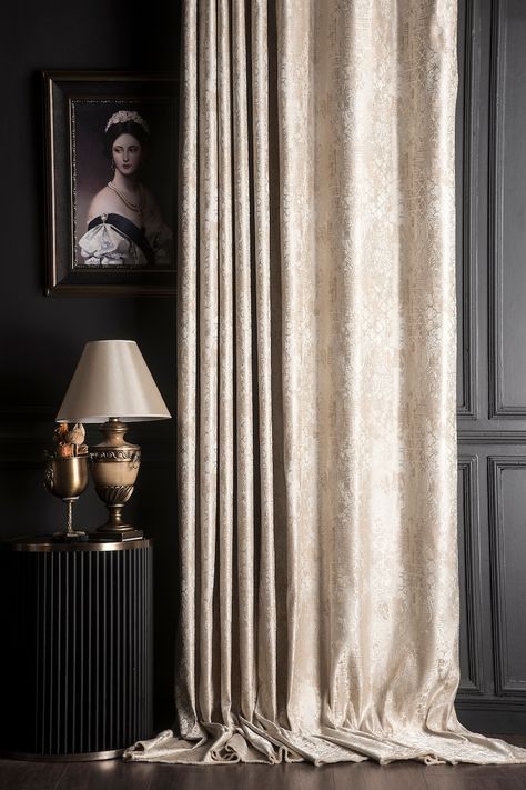 Gold Cream Champagne Curtains,luxury Damask Patterned Striped Custom Size Drape,livingroom Bedroom Navy Black Green Gray Orange Curtains - Etsy Classy Bedroom Curtains, Champagne Living Room Ideas, Cream Curtains Living Room, Gold Theme Room, Champagne Curtains, Gold Curtains Bedroom, Beige Curtains Living Room, Damask Bedroom, Potatoe Recipe