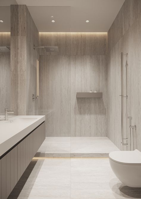 Travertine Bathroom Design, Travertine Floors Living Room, Travertine Interior, Grey Sofa Design, Interior With Wood, Travertine Tile Bathroom, Travertine Floor Tile, Travertine Bathroom, Desk Modern Design