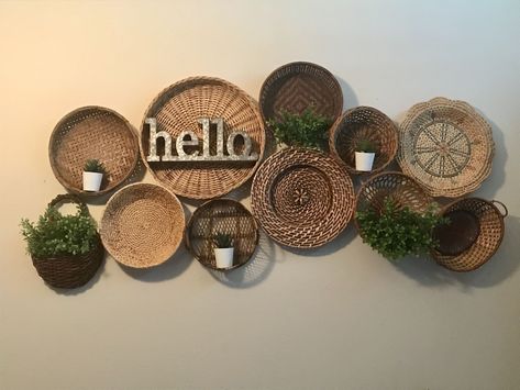 Farmhouse Basket Wall, Basket Walls, Farmhouse Basket, Boho Farmhouse Decor, Boho Basket, Basket Wall Art, Basket Wall, Basket Wall Decor, Boho Farmhouse