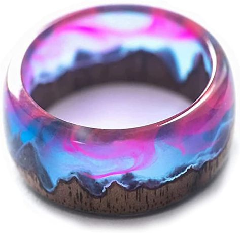 PRICES MAY VARY. 【Luminous Glow Ring】 Glowing Ring is made of high-quality materials, smooth, and comfortable to wear. with a special design upgrade your personal charm, catching others' eyes. Simple elegant, they are easy to pair with just about any outfit. Suitable for wearing on any occasion. 【High-Quality Material】 Wood resin ring is made of a mixture of resin and phosphorescent powder, lead-free and nickel-free. Ring made of wood with epoxy resin is hand-made, each piece of jewelry is caref Epoxy Rings, Wood With Epoxy, Luminous Ring, Glowing Ring, Epoxy Ring, Wooden Epoxy, Glow Ring, Dark Rings, Epoxy Ideas