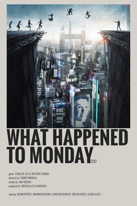 what happened to monday minimalist/alternative movie poster What Happened To Monday, Questioning Reality, Movie Character Posters, Indie Movie Posters, Movies To Watch Teenagers, Movie Hacks, Iconic Movie Posters, Movie Card, New Movies To Watch