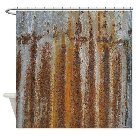 Rusty Tin - Unique Fabric Shower Curtain 70" x 72" CafePress brings your passions to life with the perfect item for every occasion. With thousands of designs to choose from, you are certain to find the unique item you've been seeking. Update your bathroom with a unique cloth shower curtain featuring your favorite decorative or vintage design. This 100% softened polyester fabric shower curtain is the ideal weight and hangs beautifully from 12 stitch-enforced eyelets. The design is professionally printed with vibrant color and is sure to brighten the look of your home dcor or dorm room. These shower curtains make great housewarming gifts. Size: 71"x74".  Color: Multicolor. Tin Shower, Steampunk Fabric, Airstream Bathroom, Rustic Shower Curtains, Industrial Curtains, Corrugated Tin, Cloth Shower Curtain, Rustic Shower, Rusty Tin