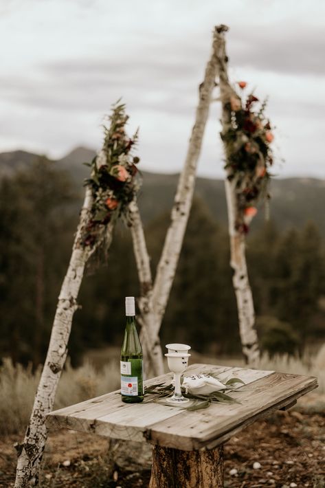 Planning a Colorado wedding? Let K+S's Mountain Top Micro Wedding at The Spires Ranch be your guide. It's all about intimacy, the great outdoors, and creating a special day that's as unique as your love story. #coloradoweddingphotographer #elopementphotographer #mountainwedding #weddinginspo #weddingdetails #weddingflorals #weddingarch #weddingceremonybackdrop Mountain Backdrop Wedding, Mountain Wedding Arch, Small Mountain Wedding, Mountain Wedding Theme, Mountain Arch, Mountain Micro Wedding, Alpine Wedding, Boho Mountain Wedding, Mountain Wedding Decor