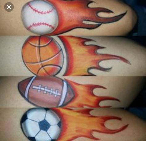 Football Face Paint Ideas For Boys, Basketball Face Paint Ideas, Flames Face Paint, Arm Paint Ideas Easy, Face Painting Sports, Easy Face Painting Ideas For Kids Boys, Sports Face Paint Ideas, Sport Face Paint, Cheek Art Face Paint Simple