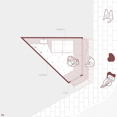 Architecture Floor Plans Graphics, Architecture Section Diagram, Cafe Plan, Fasad Design, Architecture Design Presentation, Section Drawing, Small Cafe Design, Small Cafe, Architecture Collage