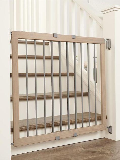 Regalo Heritage and Home Wooden Extra Wide Stairway and Hallway Walk Through Baby Safety Gate with Mounting Kit Visit the Regalo Store Wooden Baby Gate, Baby Gates For Stairs, Custom Baby Gates, Baby Gate For Stairs, Newborn Checklist, Baby Play Yard, Bedroom Coastal, Baby Proof, Stair Gate