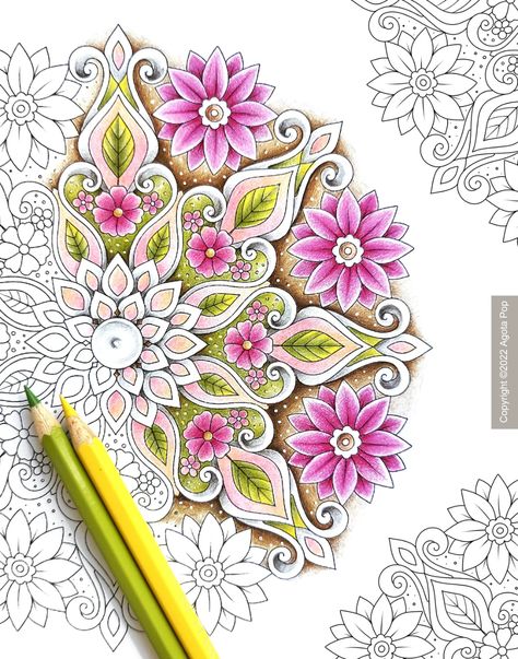 Floral Mandala Colouring Pages for Adults. Set of 3. Printable - Etsy Colouring Pages For Adults Finished, Mandala Coloring Pages Finished, Finished Coloring Pages For Adults, Mandala Drawing Colourful, Mandala Art Colorful, Colorful Mandala Design, Colouring Pages For Adults, Mandala Colouring Pages, Floral Mandala Design