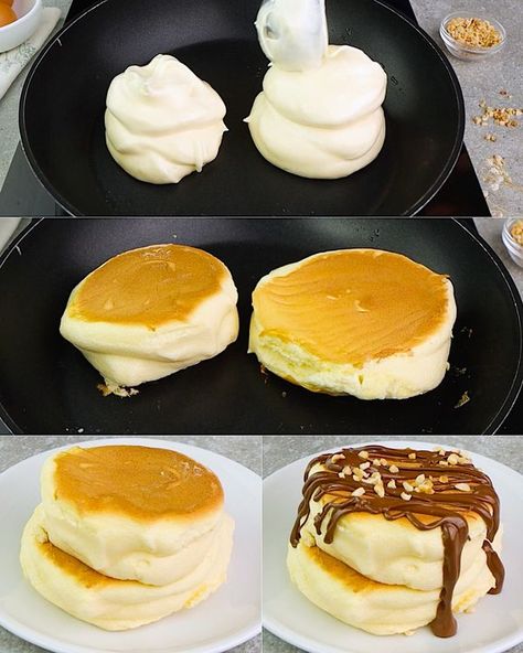 Cookist Wow Souffle Pancakes Recipe, Fluffiest Pancakes, Vanilla Pancakes, Cookist Wow, Japanese Pancake, Souffle Pancakes, No Egg Pancakes, Best Bread Recipe, Fluffy Pancakes