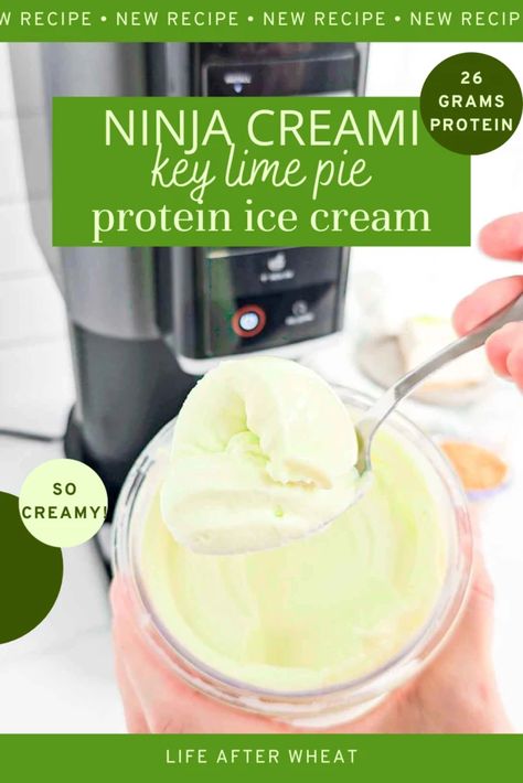 Ninja Creami Key Lime Pie Protein Ice Cream Recipe Ninja Creamy Healthy Recipes, Protein Creami Ninja Recipe Easy, Creami Ninja Recipe Protein, Ninja Cream Recipe, Healthy Ninja Creami Recipe, Ninja Creami Recipes Protein, Ninja Ice Cream Recipes Healthy, Ninja Creami Healthy Recipes, Creami Ninja Recipe