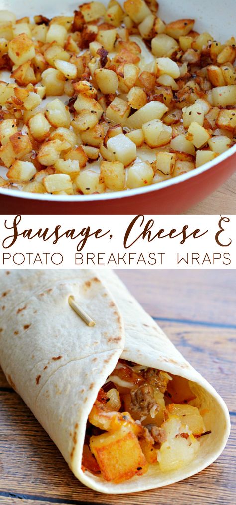 Breakfast Wraps Recipes, Breakfast Burritos Frozen, Cheese Potato, Potato Breakfast, Breakfast Wraps, Diner Recept, Recipe Breakfast, Busy Morning, Breakfast Potatoes