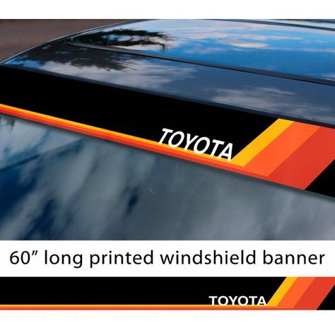 60" Toyota TEQ Logo Retro Racing v3 Sun Strip Printed Windshield Car Vinyl Sticker Decal Toyota Stickers Decals, Toyota Symbol, Windshield Stickers, Toyota Sw4, Toyota Tundra Lifted, Toyota Surf, Toyota Emblem, Windshield Banner, Cool Car Stickers