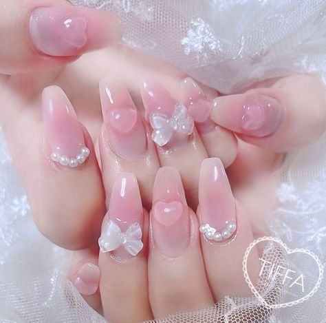 Quince Nails, Pastel Pink Nails, Princess Nails, Cute Pink Nails, Pink Gel Nails, Light Pink Nails, Asian Nails, Gel Nails Diy, Blush Nails