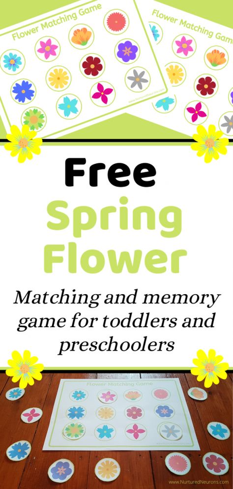 Want a simple but fun spring-themed game for your toddler? Then look no further than this free, printable spring flower matching game! It's great fun! This free printable spring game can also help your toddlers and preschoolers develop a range of skills, such as counting, fine motor skills, and pattern recognition. #fprintablegames #kidsprintables #freeprintables =toddleractivities #toddler #preschool #teachingresources Matching Games For Toddlers, Spring Lesson Plans, Flower Tiles, Game For Toddlers, Spring Lessons, Spring Activity, Spring Toddler, Family Resources, Flower Games