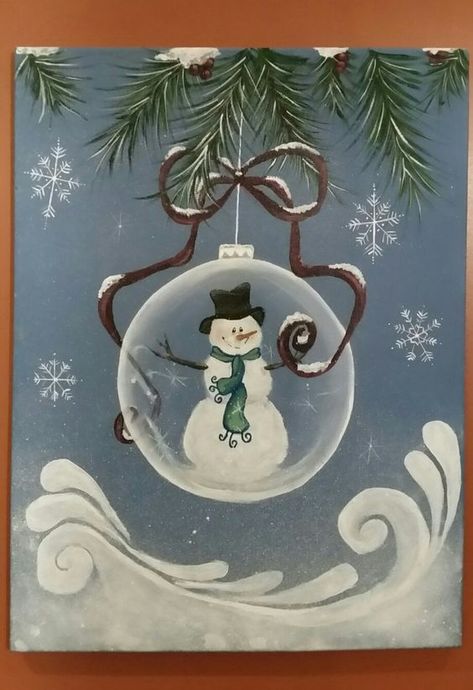 Painted snowman on canvas Snowman Painting On Canvas, Snowman On Canvas, Snowman Paintings, Painted Snowman, Christmas Paintings On Canvas, Christmas Painting, Paint Night, Snowman Painting, Holiday Painting