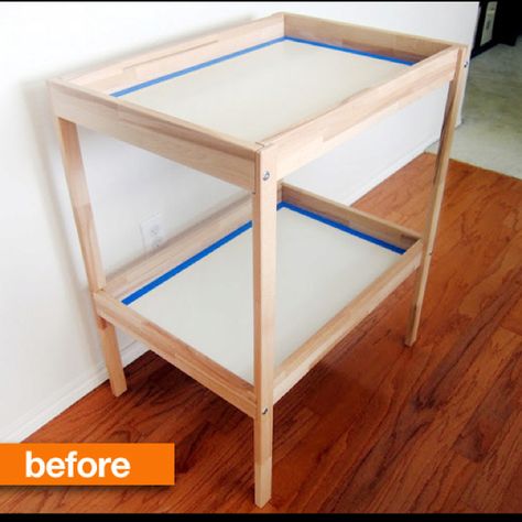 Before: IKEA Changing Table.... Ikea Changing Table Hack, Ikea Changing Table, Small Storage Shelves, Headboard Projects, Ikea Kallax Hack, Ikea Lack, Ikea Furniture Hacks, Kallax Ikea, Ikea Storage