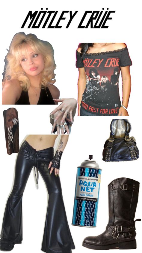 Motley Crue Concert Outfit, Rocker Chic Style Glam Rock, Metal Concert Outfit, Rockstar Aesthetic Outfits, Motley Crue Concert, 80s Inspired Outfits, Rock Star Outfit, Hot Halloween Outfits, Rockstar Aesthetic