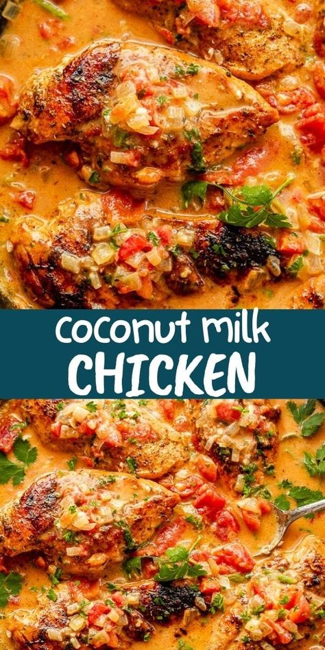 Savor the flavors of this Coconut Milk Chicken recipe featuring juicy chicken breasts simmered in a rich and creamy coconut milk sauce, all prepared in just one pan. Thai Chicken With Coconut Milk, Coconut Chicken Thigh Recipes, Baked Chicken With Coconut Milk, Chicken Thigh Coconut Milk, Coconut Chicken Drumsticks, Chicken Thigh Curry Coconut Milk, Coconut Milk Chicken Crockpot, Coconut Sauce For Chicken, Chicken Thigh Recipes Coconut Milk