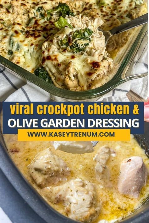 Crockpot Chicken with Olive Garden Dressing - Viral TikTok Inspired Crockpot Chicken With Olive Garden, Chicken With Olive Garden Dressing, Keto Crockpot Chicken, Olive Garden Dressing, Keto Crockpot, Keto Crockpot Recipes, Chicken With Olives, Famous Recipe, Fresh Broccoli