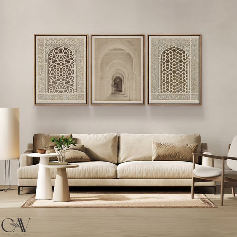 Second Room Ideas Apartments, Arabic Style Living Room, Poster Arabic, Arabic Decor, Mosque Art, Eid Ramadan, Ramadan Gifts, Wall Art Set Of 3, Islamic Wall Art