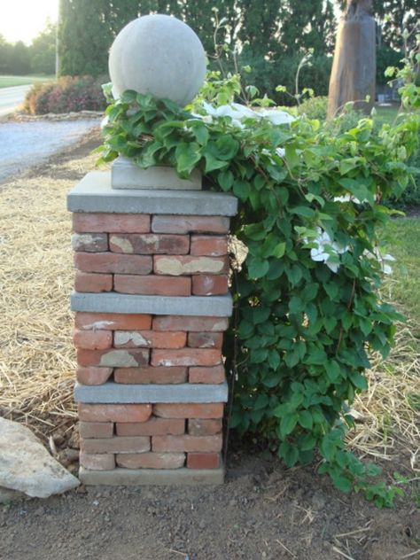 Fleur Cottage: Dry-stacked Brick Column English Garden Design, Brick Columns, Brick Garden, Longwood Gardens, Garden Yard Ideas, Diy Garden Projects, Chelsea Flower Show, Garden Structures, Garden Crafts