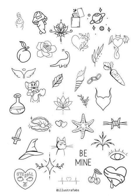 Tattoo Idea For Beginners, Cute Small Flash Tattoos, Simple Tattoo Flower Design, Cute Flash Tattoo Ideas, Cute Horizontal Tattoos, Beginners Tattoo Designs, Flash Tattoo Skeleton, Small Tattoo Flash Art, Tattoo Ideas Simplistic