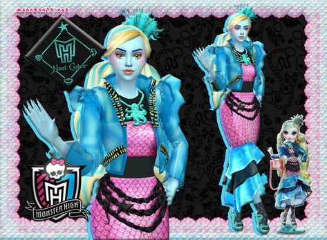 MH - Haunt Couture Lagoona Blue | Mooneonnature on Patreon Outfit Base, Monster High Lagoona, Haunt Couture, Zombie Christmas, Laguna Blue, Glamorous Outfits, Lagoona Blue, Sims 4 Characters, Ts4 Cc