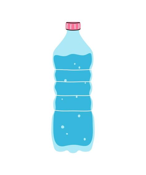 Bottle of clean mineral water clipart in flat line modern style. Healthy lifestyle, hydrate motivation, drink more water concept. Hand drawn vector illustration for poster, wall art, banner. Water Concept, Water Clipart, Art Banner, Water Illustration, Hand Drawn Vector Illustrations, Drink More Water, More Water, Mineral Water, Hand Drawn Vector