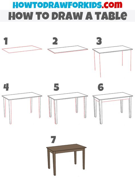 how to draw a table How To Draw A Table Step By Step, How To Draw A Desk, How To Draw Table, Table Reference Drawing, Table Sketch Design, Table Drawing Reference, Table Drawing Easy, Table Drawing Sketch, Table Doodle