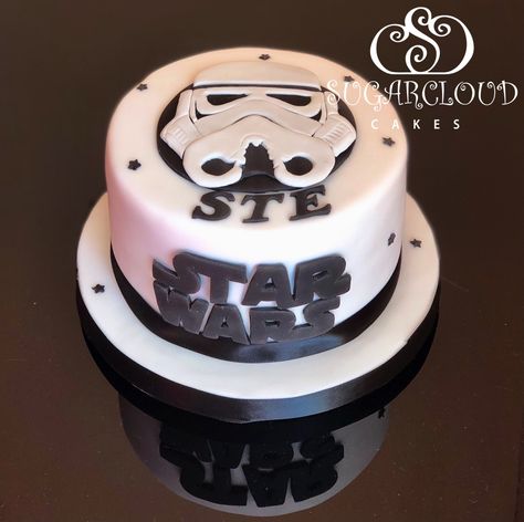 A Star Wars Storm Trooper Cake for Ste, Willaston Storm Trooper Cake, Cloud Cakes, Orange Sponge Cake, Wedding Cake Favors, Orange Buttercream, Cake Favors, 70th Birthday Cake, Cloud Cake, Holmes Chapel