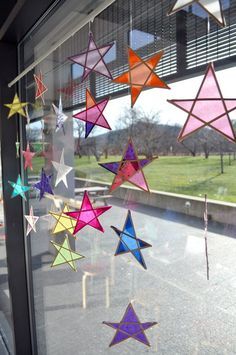 Pinboard Diy, Hanging Stars, Stars Craft, Transparent Paper, Christmas Ornament Pattern, Wood Crafts Diy, Paper Stars, Fabric Christmas Ornaments, Christmas Star