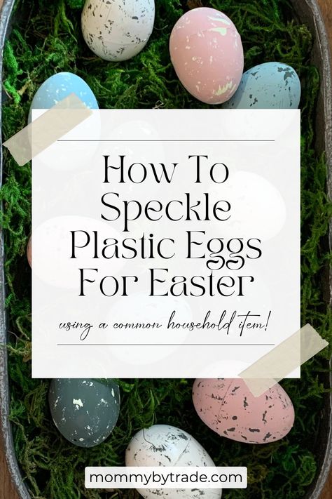 Are you looking for a way to repurpose all of those extra plastic Easter eggs that your kiddos gather from year to year? Then you will love this Easter DIY! In this tutorial I show you how to speckle plastic eggs in 3 very easy steps. And the common household I used to speckle the eggs may surprise you! #diyspeckledeggs #easterdiy #howtospeckleeggs #easterdecorations #homediy #dollartreediy Styrofoam Plates, Easter Eggs Kids, Speckled Eggs, Plastic Easter Eggs, Easter Egg Crafts, Plastic Eggs, Painting Plastic, Egg Crafts, Easter Traditions