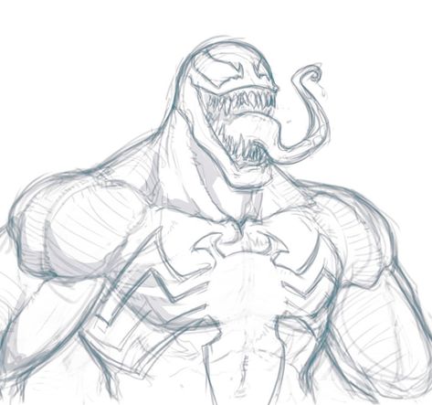 Venom doodle - probably not gonna turn this into a piece but was fun as a warmup. #venom #spiderman #marvel #comics #patricktowersart Vemon Spiderman Drawing, Fun Drawings To Draw, Marvel Villains Drawing, Easy Venom Drawing, Venom Drawing Reference, Venom Outline, Venom Doodle, Venom Drawing Easy, Venom Drawing Sketch