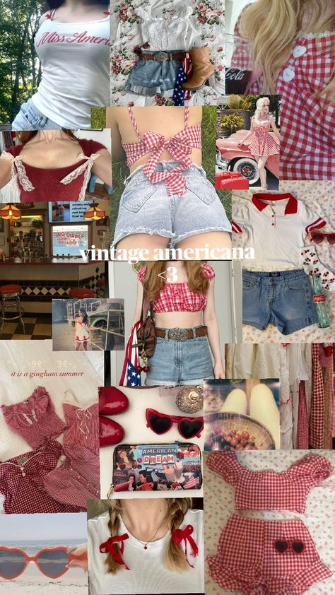 50s Americana Aesthetic, Vintage Americana Summer Outfits, Coquette Americana Outfits, Americana Coquette Outfit, 50s Coquette, Dreamgirl Aesthetic, 60s Americana, Vintage Americana Outfits, Americana Aesthetic Outfit