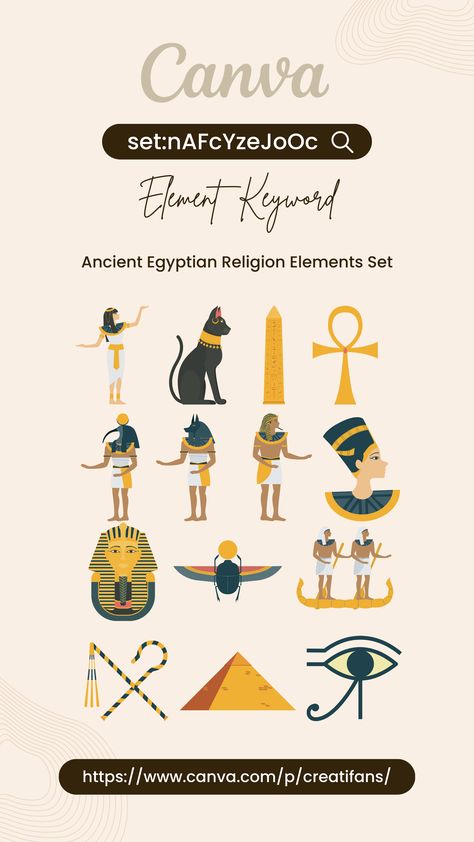 Canva History Elements, Egyptian Elements, Canvas Keyword, Elements Canva, Egyptian Design, Keyword Elements Canva, Canva Element Keyword, Groovy Font, Canva Element