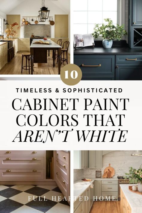 Kitchen Cabinet Paint Colors (That Aren't White!) - Full Hearted Home Sherwin Williams Cabinet Paint, Kitchen Cabinets Light Wood, Small Kitchen Colors, Kitchen Cabinet Paint Colors, Best Kitchen Cabinet Paint, Best Cabinet Paint, Kitchen Cabinet Paint, Kitchen Cabinet Inspiration, Beige Cabinets