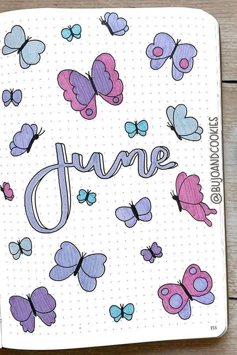 May Bullet Journal Cover Page Ideas, Butterfly Journal Cover, Book Cover Designs Ideas, May Doodles Bullet Journal, Bullet Journal Ideas For June, May Journal Ideas Cover, 2023 Journal Ideas Cover, Design Ideas For Journal, May Cover Page Bullet Journal