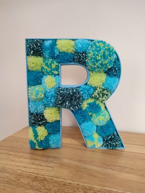 Pom Pom Letters, Pom Pom Fashion, Nursery Decor Inspiration, Bedroom Decor Inspiration, Wooden Letter, Initial Letter, Wooden Letters, Initial Letters, Pom Poms