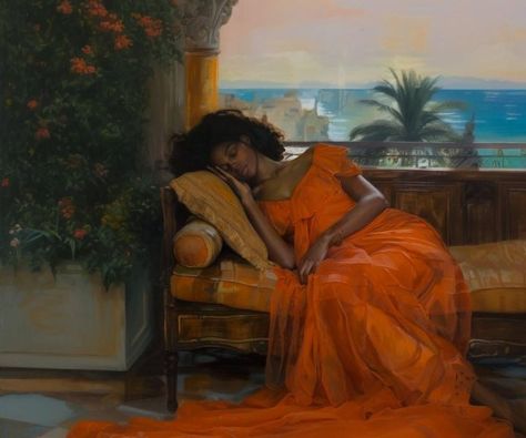 Black Art Inspiration, Vintage Black Glamour Aesthetic, Black Women Cooking, Black Women Paintings, Romanticism Art, Flaming June, Paintings Of Women, Elegant Black Women, Frederic Leighton