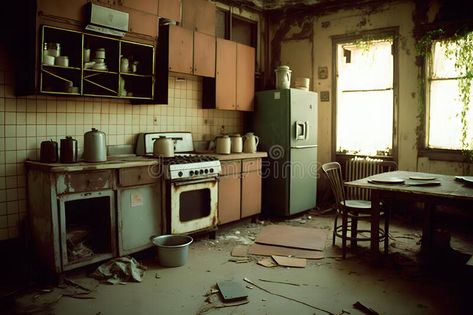 Compulsive Hoarding Syndrom - messy kitchen with pile of dirty dishes. Neural network AI generated stock image Kitchen Concept Art, Haunted Kitchen, Creepy Kitchen, Compulsive Hoarding, Dirty Kitchen Design, Messy Home, Royal Kitchen, Anime House, Dirty Kitchen