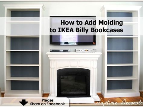 Diy Built In Bookcase Fireplace Ikea Billy, Tv Wall Ideas Ikea Hacks, Built In Shelves Living Room Around Tv, Built In Shelves Living Room Fireplace Diy Ikea Hacks, Storage Around Fireplace, Bookshelves Around Fireplace, Furniture Bookcases, Fireplace Bookcase, Built In Around Fireplace