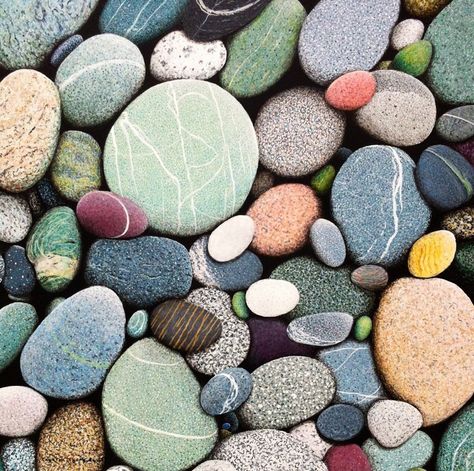 Island Beach Stones” Original Painting | Cameron Thurbide's Art Blog Rock Textures, Geology Rocks, Rock And Pebbles, Seni 3d, Beach Rocks, Pebble Stone, Cool Rocks, Glass Studio, Beautiful Rocks