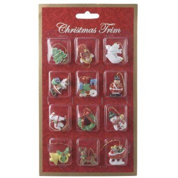 Amazon.com - Resin Petite Treasures Miniature Ornaments Set Of 12 - Decorative Hanging Ornaments Room Box Miniatures, Mini Christmas Ornaments, Fairy House Crafts, Resin Ornaments, Reindeer And Sleigh, Christmas Angel Ornaments, Dollhouse Christmas, Miniature Christmas Trees, Mini Ornaments